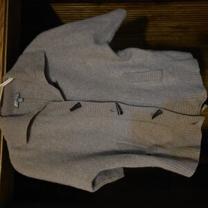 Womens Gray Sweater with Button Closure. Cashmere